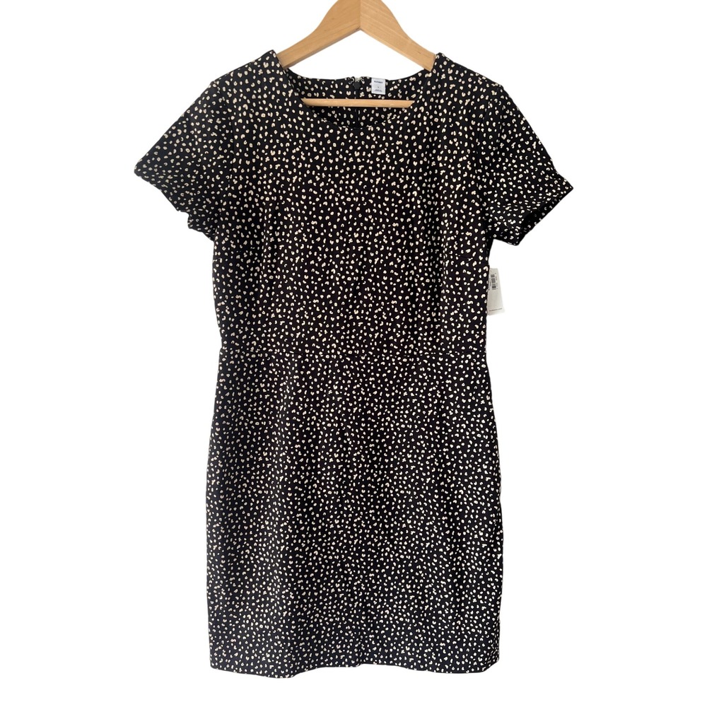 Old Navy Black White Leopard Print Sheath Dress Womens L NWT